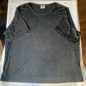 TR Bentley Plus Women’s Short Sleeve Floral Blouse size XXL, Black, 2XL